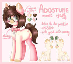 Size: 2931x2592 | Tagged: safe, artist:adostume, oc, oc only, oc:adostume, pony, :p, adorable face, blank flank, blushing, clothes, collar, cute, glasses, heart, high res, kneesocks, mlem, pet play, reference sheet, shading, silly, socks, thigh highs, tongue out