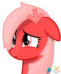 Size: 1613x1960 | Tagged: safe, artist:arifproject, artist:potato22, edit, oc, oc only, oc:downvote, pony, derpibooru, bust, cute, derpibooru ponified, floppy ears, lighting, messy mane, meta, ponified, shading, simple background, smiling, solo, transparent background