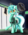 Size: 1300x1608 | Tagged: safe, artist:lielie, lyra heartstrings, pony, unicorn, g4, female, gun, handgun, holster, laser sight, long neck, magic, mare, pistol, solo, telekinesis, weapon