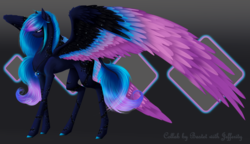 Size: 2874x1657 | Tagged: safe, artist:bastet-catmew, oc, oc only, oc:brianna, pegasus, pony, colored wings, female, mare, multicolored wings, solo