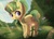Size: 3427x2473 | Tagged: safe, artist:sonek k, oc, oc only, oc:tropical grove, dragonfly, pony, unicorn, crepuscular rays, cute, flower, forest, high res, looking at something, looking sideways, scenery, smiling, solo, standing