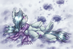 Size: 2250x1500 | Tagged: safe, artist:shad0w-galaxy, marble pie, earth pony, pony, g4, cheek fluff, chest fluff, clothes, cute, ear fluff, female, fluffy, hoof fluff, leg fluff, mare, scarf, smiling, snow, solo