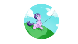 Size: 5361x3000 | Tagged: safe, artist:elicitie, starlight glimmer, pony, unicorn, g4, female, grass, kite, kite flying, mare, sky, smiling, solo, that pony sure does love kites