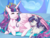 Size: 1600x1200 | Tagged: safe, artist:ponipoke, princess flurry heart, oc, oc:mythic, alicorn, pegasus, pony, g4, brother and sister, colt, crown, female, jewelry, male, offspring, older, older flurry heart, parent:princess cadance, parent:shining armor, parents:shiningcadance, regalia, wing shelter