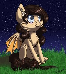 Size: 846x945 | Tagged: safe, artist:ombraniwolf, oc, oc only, oc:autumn quail, pony, fluffy, grass, night, outdoors