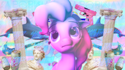 Size: 1024x576 | Tagged: safe, artist:frankie-e, pinkie pie, earth pony, pony, g4, 3d, vaporwave