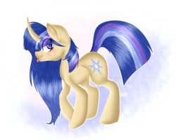 Size: 1280x1024 | Tagged: safe, artist:galaxyswirlsyt, oc, oc only, oc:army sharelight, pony, unicorn, curved horn, female, horn, mare, simple background, solo, tongue out, transparent background
