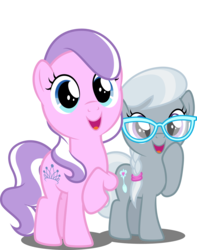 Size: 3946x5000 | Tagged: safe, artist:dashiesparkle edit, artist:parclytaxel, edit, editor:slayerbvc, vector edit, diamond tiara, silver spoon, earth pony, pony, crusaders of the lost mark, g4, .svg available, absurd resolution, accessory-less edit, adorabullies, cute, diamondbetes, female, filly, glasses, missing accessory, silverbetes, simple background, transparent background, vector