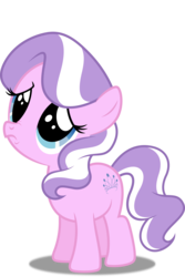 Size: 3347x5000 | Tagged: safe, artist:dashiesparkle edit, artist:hawk9mm, edit, editor:slayerbvc, vector edit, diamond tiara, earth pony, pony, g4, .svg available, accessory-less edit, cute, diamondbetes, female, filly, missing accessory, sad, simple background, solo, transparent background, vector