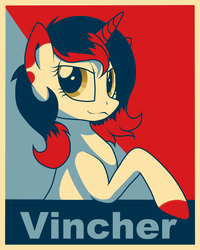 Size: 1600x2000 | Tagged: safe, artist:vincher, oc, oc only, oc:vincher, pony, unicorn, female, hope poster, mare, obey, poster, shepard fairey, solo