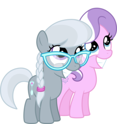 Size: 9000x9578 | Tagged: safe, artist:mactavish1996, edit, editor:slayerbvc, vector edit, diamond tiara, silver spoon, earth pony, pony, g4, twilight time, absurd resolution, accessory-less edit, adorabullies, big smile, cute, female, filly, glasses, grin, looking up, missing accessory, simple background, smiling, transparent background, vector