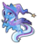 Size: 600x690 | Tagged: safe, artist:fuyusfox, trixie, pony, unicorn, g4, cape, chibi, clothes, ethereal mane, female, gem, hat, horn, looking at you, mare, outline, rainbow power, rainbow power-ified, simple background, smiling, smirk, solo, starry eyes, starry mane, transparent background, trixie's hat, watermark, wingding eyes