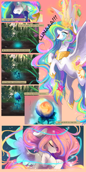Size: 4000x8000 | Tagged: safe, artist:wilvarin-liadon, princess celestia, alicorn, pony, comic:the curse of the elements, g4, comic, crying, cutie mark, elements of harmony, english, female, filly, flower, flying, foal, horn, magic, plants, sleeping, solo, wings