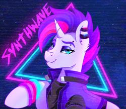 Size: 2919x2537 | Tagged: safe, artist:ciderpunk, oc, oc only, oc:synthwave, pony, 80s, cyberpunk, glowstick, high res, retro, retrowave, solo, synthwave
