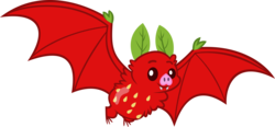 Size: 6483x3000 | Tagged: safe, artist:erccre147, bat, fruit bat, apple family reunion, .svg available, absurd resolution, cute, flying, food, simple background, solo, strawberry, transparent background, vector