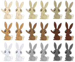 Size: 6000x5000 | Tagged: safe, artist:erisgrim, rabbit, absurd resolution, animal, palette swap, recolor, resource, simple background, sitting, transparent background, vector