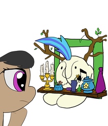 Size: 2819x3309 | Tagged: safe, artist:platypus-the-pony, dj pon-3, octavia melody, vinyl scratch, pony, g4, anatomically incorrect, butt, high res, incorrect leg anatomy, plot, reaction, rear view, stuck, winnie the pooh