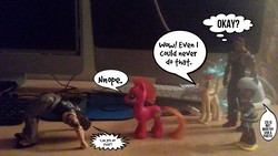 Size: 1400x787 | Tagged: safe, artist:stubbsville9588, big macintosh, photo finish, princess skystar, classical hippogriff, hippogriff, g4, my little pony: the movie, action figure, bray wyatt, imac, irl, photo, toy, undertaker, wwe