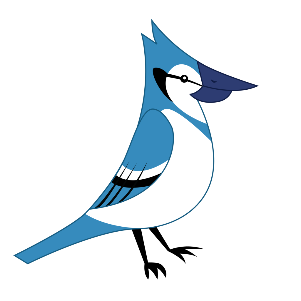 Funny and cute bird transparency sticker, Blue Jay. AI Generative