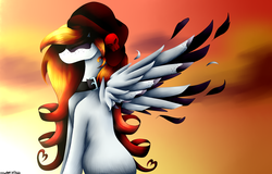 Size: 1024x655 | Tagged: safe, artist:purediamond360, oc, oc only, oc:aonair faol, pegasus, pony, eyes closed, solo