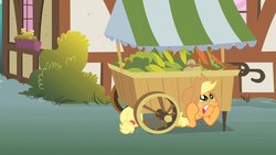 Size: 1200x675 | Tagged: safe, screencap, applejack, earth pony, pony, feeling pinkie keen, g4, female, solo