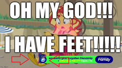 Size: 843x477 | Tagged: safe, screencap, sunset shimmer, equestria girls, g4, captain obvious, feet, female, image macro, meme, truth