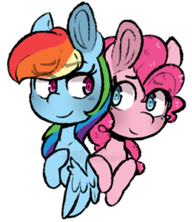 Size: 293x339 | Tagged: safe, artist:urbanqhoul, pinkie pie, rainbow dash, earth pony, pegasus, pony, g4, bust, duo, female, lesbian, mare, ship:pinkiedash, shipping, simple background, transparent background