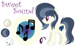 Size: 696x435 | Tagged: safe, artist:marielle5breda, oc, oc only, oc:sweet sound, earth pony, pony, female, magical lesbian spawn, mare, offspring, parent:octavia melody, parent:vinyl scratch, parents:scratchtavia, reference sheet, simple background, solo, transparent background