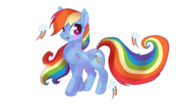 Size: 1024x640 | Tagged: safe, artist:latia122, rainbow dash, pegasus, pony, g4, alternate hairstyle, blushing, cutie mark, female, mare, simple background, solo, transparent background, watermark