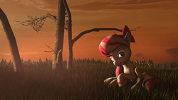 Size: 5120x2880 | Tagged: safe, artist:hexedecimal, angel wings, pony, g4, 3d, female, high res, solo, tree