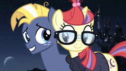 Size: 1280x720 | Tagged: safe, moondancer, star tracker, amending fences, g4, once upon a zeppelin, crack shipping, cute, duo, female, male, moontracker, shipping, straight, why not