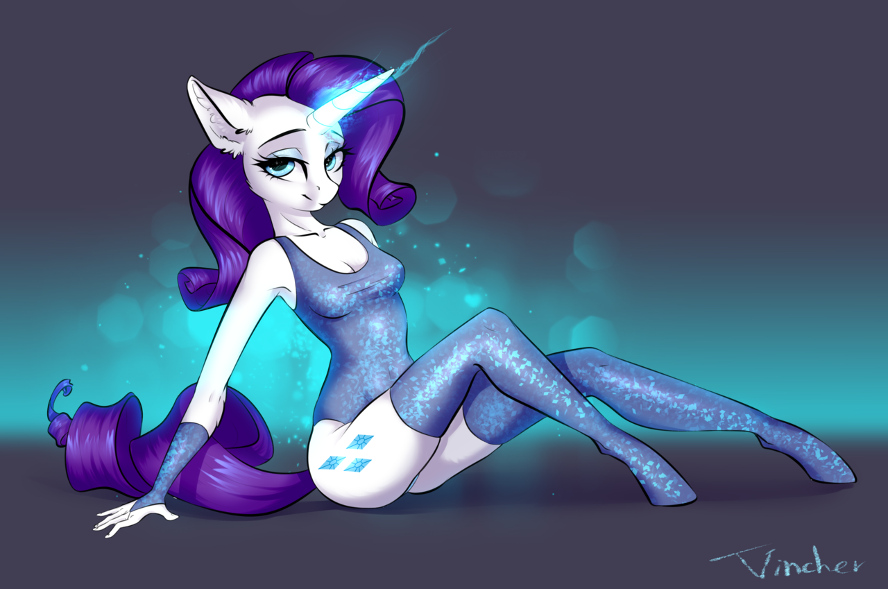 #1649720 - suggestive, artist:vincher, rarity, unicorn, anthro, unguligrade...