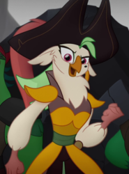 Size: 594x803 | Tagged: safe, screencap, captain celaeno, parrot pirates, anthro, g4, my little pony: the movie, beauty mark, cropped, ear piercing, earring, female, hat, jewelry, looking at you, piercing, pirate, pirate hat, solo