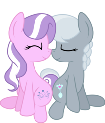 Size: 6000x7030 | Tagged: safe, artist:mactavish1996, artist:mcsadat, edit, editor:slayerbvc, vector edit, diamond tiara, silver spoon, earth pony, pony, g4, .svg available, absurd resolution, accessory-less edit, boop, duo, female, filly, lesbian, missing accessory, mutual booping, noseboop, nuzzling, ship:silvertiara, shipping, simple background, transparent background, vector