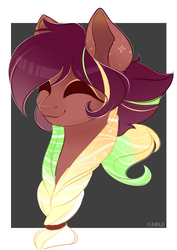 Size: 850x1200 | Tagged: safe, artist:k-indle, oc, oc only, pony, bust, eyes closed, female, mare, portrait, solo