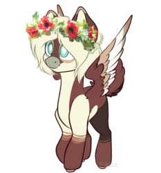 Size: 1400x1500 | Tagged: safe, artist:k-indle, oc, oc only, oc:fauna, pegasus, pony, female, floral head wreath, flower, mare, simple background, solo, transparent background