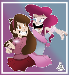 Size: 1200x1296 | Tagged: safe, artist:juliedraw2046, pinkie pie, human, g4, clothes, crossover, gravity falls, humanized, mabel pines, male, smiling, xk-class end-of-the-world scenario
