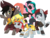 Size: 7500x5679 | Tagged: safe, artist:limedazzle, oc, oc only, earth pony, pegasus, pony, unicorn, absurd resolution, clothes, commission, eyepatch, hat, looking at you, movie accurate, pirate, pirate hat, show accurate, simple background, transparent background