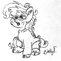 Size: 2024x2024 | Tagged: safe, artist:binkyt11, derpibooru exclusive, oc, oc only, oc:sally peppa, pegasus, pony, blushing, chibi, clothes, cloven hooves, freckles, high res, monochrome, red nosed, sneezing, solo, sweater, unintentional kinkiness, unshorn fetlocks