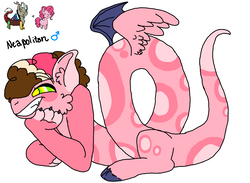 Size: 3000x2200 | Tagged: safe, artist:bubblesthealicorn, discord, pinkie pie, oc, oc only, oc:neapolitan, draconequus, g4, draconequus oc, high res, interspecies offspring, male, male symbol, mismatched wings, offspring, parent:discord, parent:pinkie pie, parents:discopie, simple background, solo, white background, wings, xk-class end-of-the-world scenario