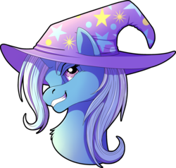 Size: 2405x2289 | Tagged: safe, artist:xenosa, trixie, pony, unicorn, g4, bust, female, grin, high res, simple background, smiling, solo, transparent background