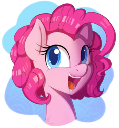 Size: 1373x1479 | Tagged: safe, artist:divlight, pinkie pie, earth pony, pony, g4, alternate hairstyle, bust, colored pupils, cute, diapinkes, female, happy, looking back, mare, open mouth, portrait, short hair, simple background, smiling, solo, transparent background