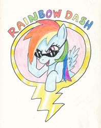 Size: 1580x1993 | Tagged: safe, artist:friendshipishorses, rainbow dash, pony, g4, female, solo, sunglasses, traditional art