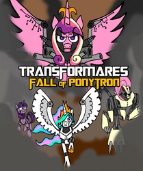 Size: 857x1024 | Tagged: safe, artist:sparkletron, fluttershy, princess cadance, princess celestia, twilight sparkle, fanfic:transformares: fall of ponytron, g4, fall of cybertron, fanfic, fanfic art, transformers