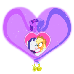 Size: 1750x1750 | Tagged: safe, artist:themexicanpunisher, applejack, rarity, trixie, twilight sparkle, earth pony, genie, pony, unicorn, g4, eyes closed, female, heart, kiss on the lips, kissing, lesbian, mare, ship:rarijack, ship:twixie, shipping, simple background, transparent background