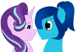 Size: 3000x2000 | Tagged: safe, artist:dookin, starlight glimmer, oc, oc:cerulean circuit, g4, blushing, cute, high res