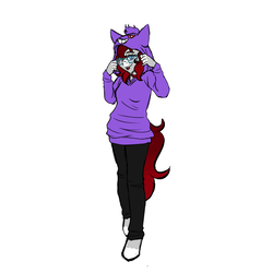 Size: 1000x1000 | Tagged: safe, artist:teacozy1, oc, oc:marie, anthro, gengar hoodie, mod pony, one eye closed, simple background, smiling, tongue out, white background, wink