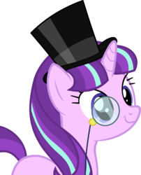 Size: 3634x4500 | Tagged: safe, artist:slb94, starlight glimmer, pony, unicorn, g4, accessory, cute, glimmerbetes, hat, monocle, s5 starlight, simple background, smiling, solo, top hat, transparent background, vector