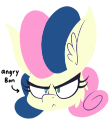 Size: 656x736 | Tagged: safe, artist:dragonpone, derpibooru exclusive, bon bon, sweetie drops, earth pony, pony, g4, >:<, angry, bon bon is not amused, bust, cheek fluff, ear fluff, female, frown, mare, portrait, simple background, solo, transparent background, unamused