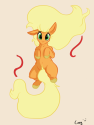Size: 1500x2000 | Tagged: safe, artist:greyscaleart, applejack, earth pony, pony, g4, belly button, female, imminent belly rub, long mane, loose hair, solo